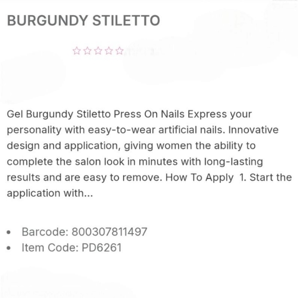 Helios Burgandy Press-On Nails Glossy Finish - Picture 4 of 4